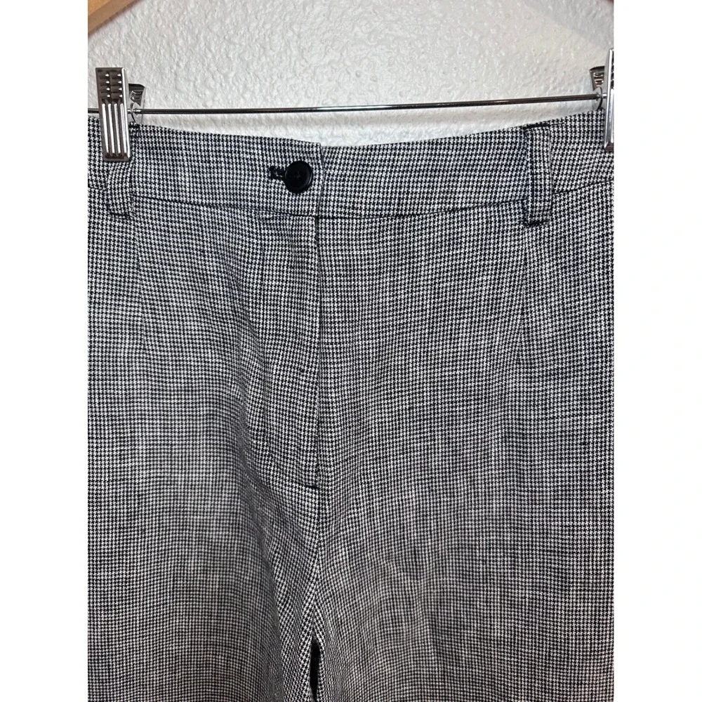 Reformation 100% Linen Houndstooth Wide Leg‎ Pants Black White Size 4
